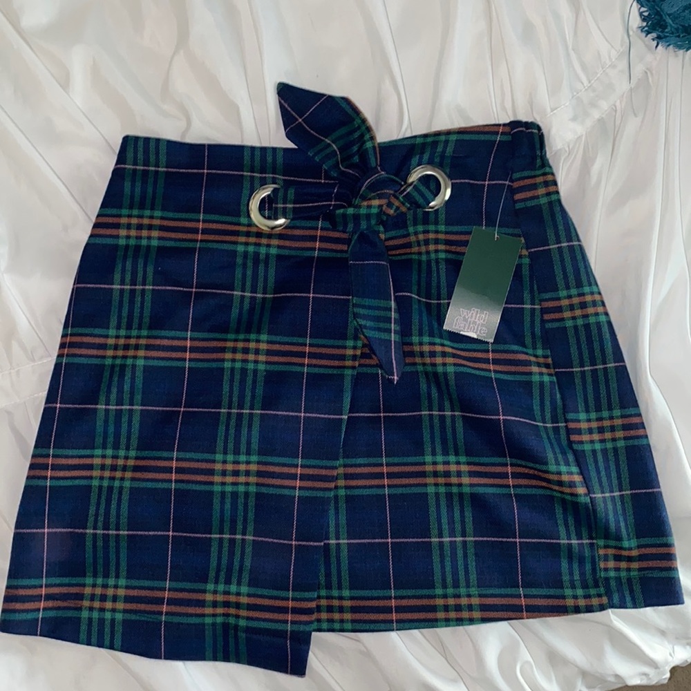 Wild Fable Navy Plaid Mini Skirt